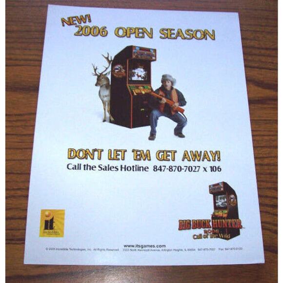 BIG BUCK HUNTER 2006 CALL OF THE WILD ORIGINAL NOS VIDEO ARCADE GAME SALES FLYER - Picture 2 of 2